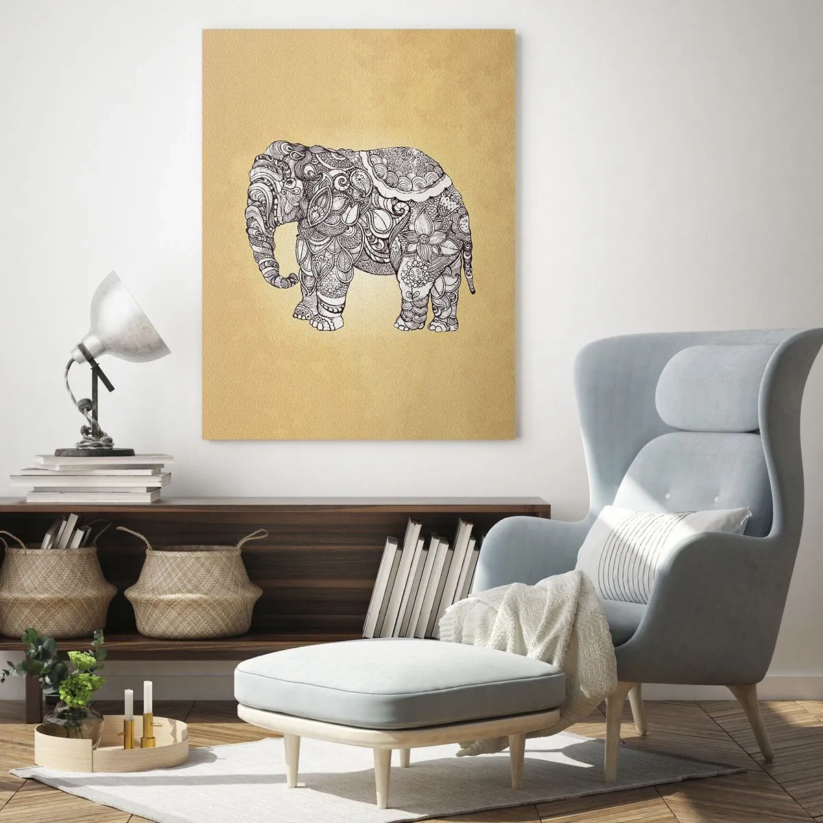 Glastavla - Bild på glas - maskerad elefant - 50x70 cm