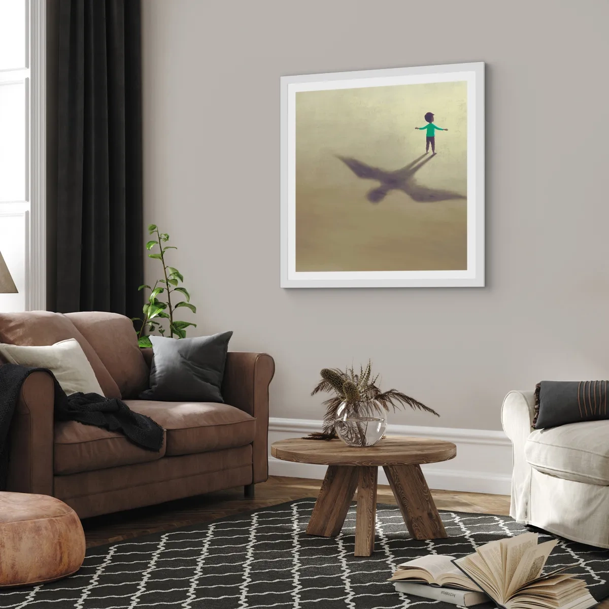 Affisch i vit ram - Framtidens hjälte - 60x60 cm