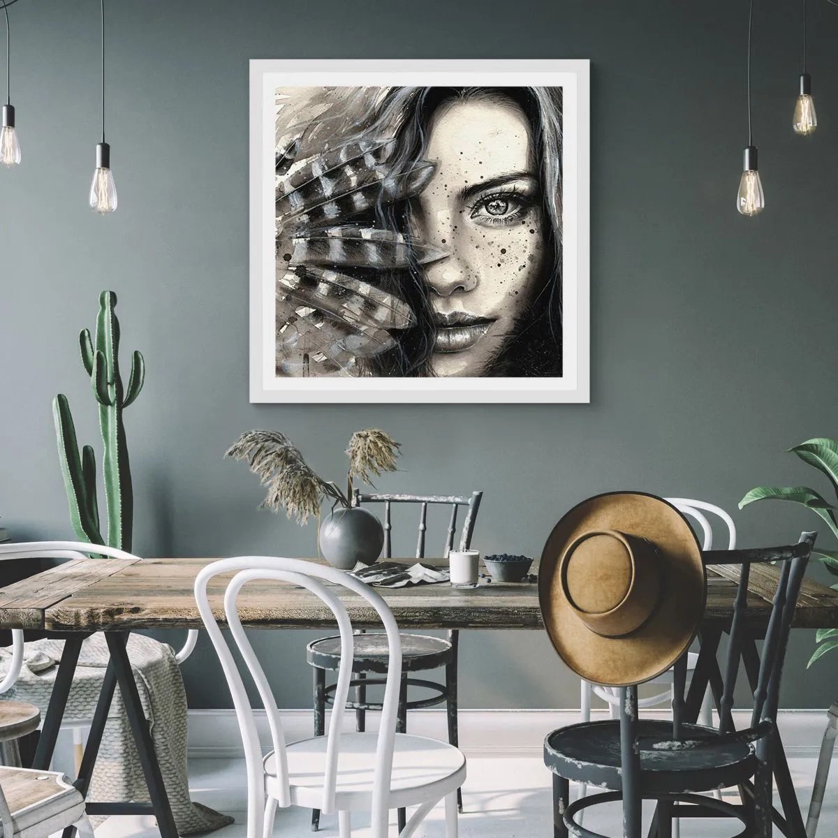 Affisch i vit ram - Vild skönhet - 40x40 cm