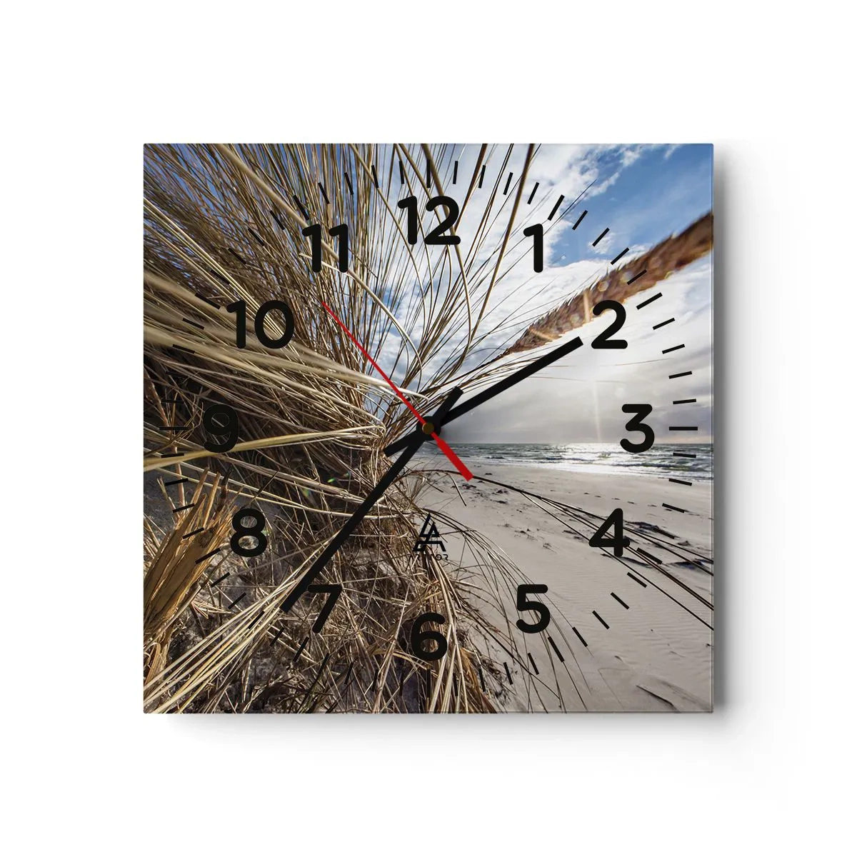 Väggklocka - Klocka på glas - Elementens möte - 40x40 cm