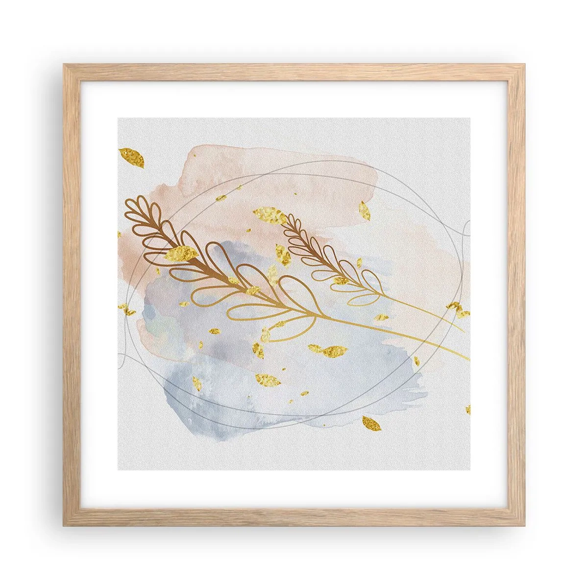 Affisch i ram av ljusek - En gyllene explosion - 40x40 cm