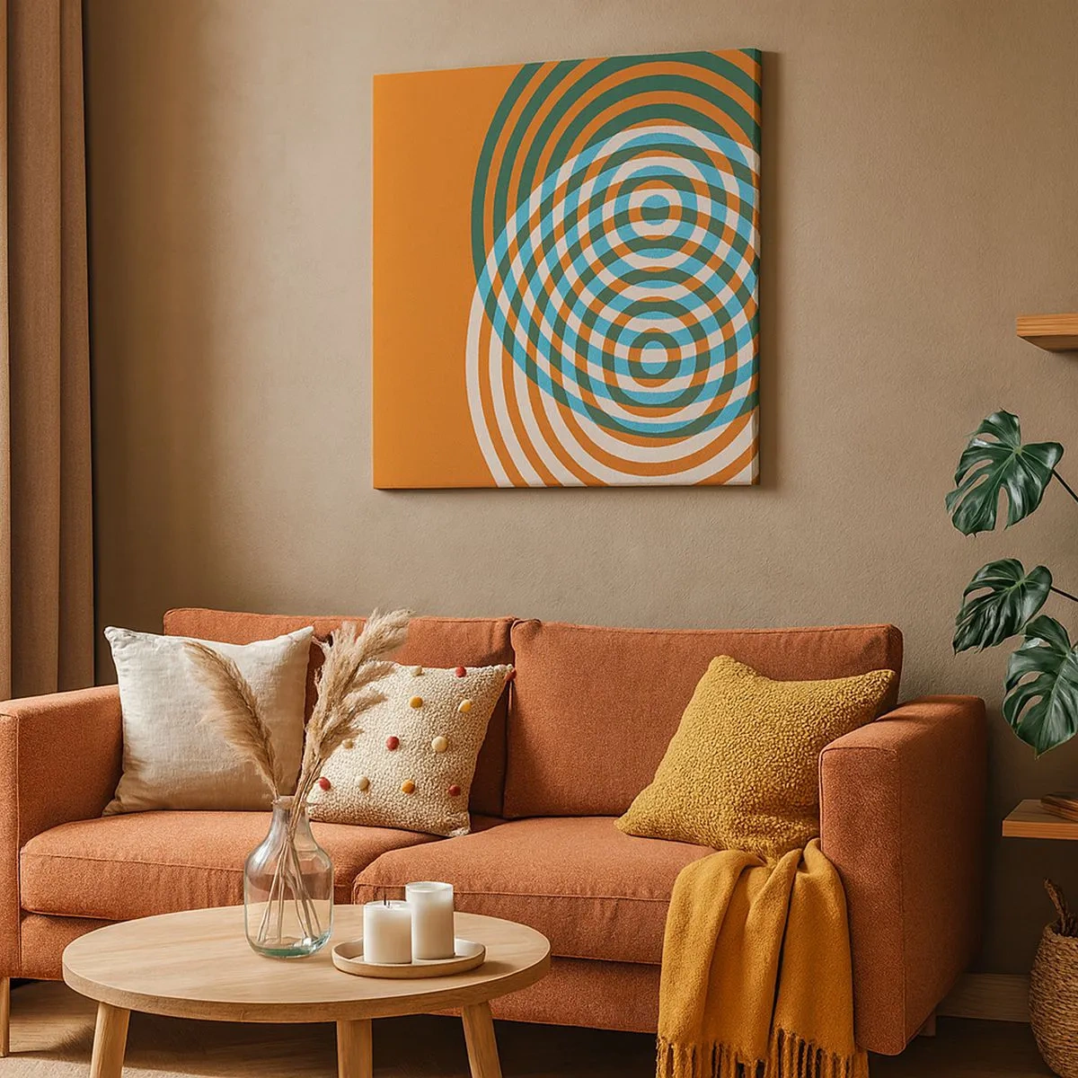 Canvastavla - Bild på duk - Abstrakt cirkulär variation - 30x30 cm