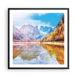 Affisch i svart ram - Det är redan höst i fjällen - 60x60 cm