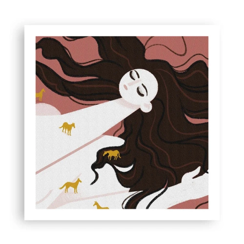 Affisch - Dröm om en gyllene häst - 60x60 cm