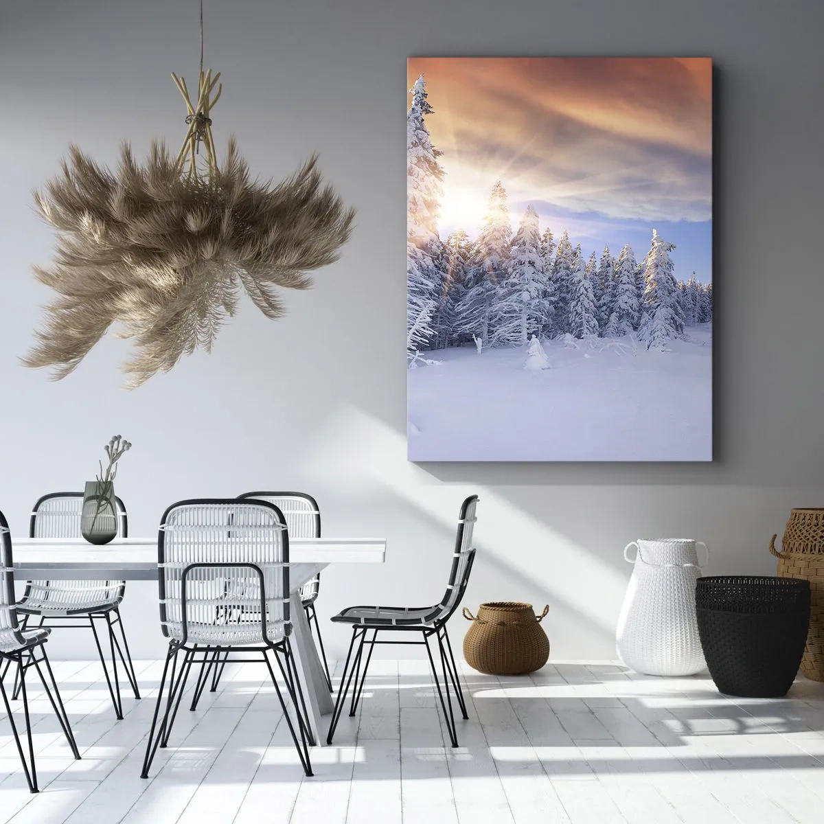 Canvastavla - Bild på duk - Naturens snöiga spel - 70x100 cm