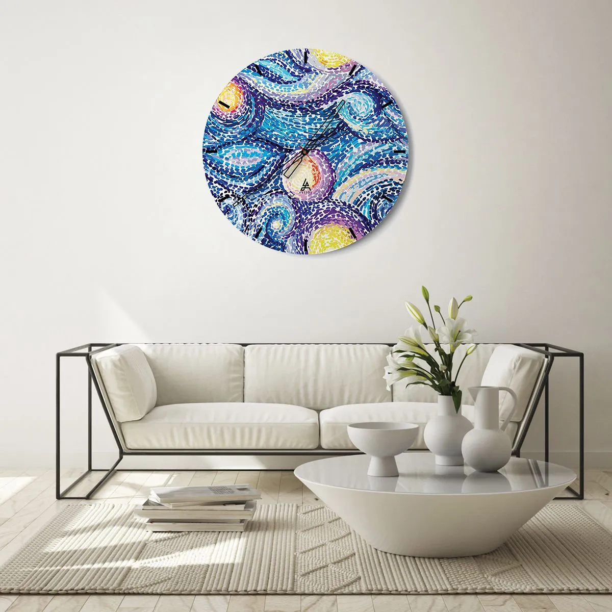 Väggklocka - Klocka på glas - Från van Goghs tavla - 30x30 cm
