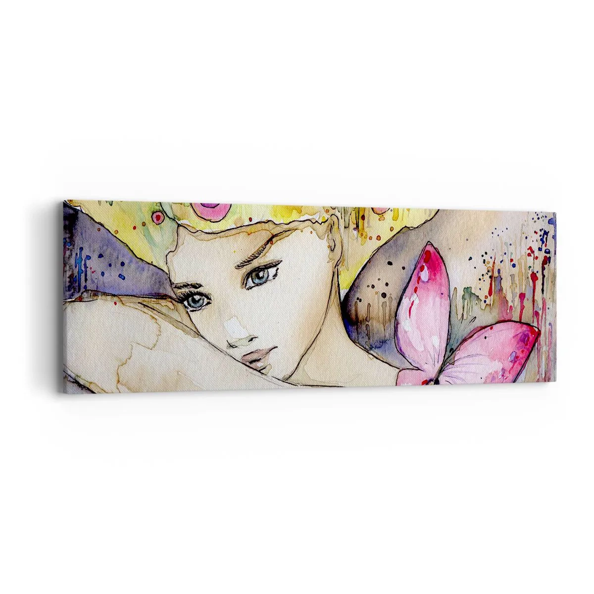 Canvastavla - Bild på duk - fjärilprincessa - 90x30 cm