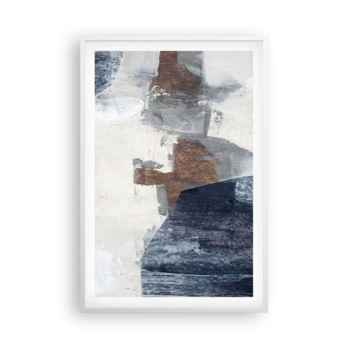 Affisch i vit ram - Blåbruna former - 61x91 cm