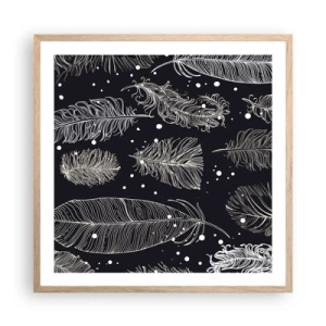 Affisch i ram av ljusek - Fjäderspets - 60x60 cm