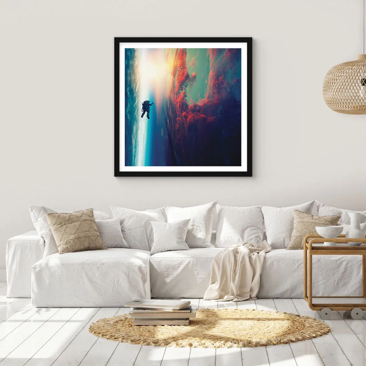 Affisch i svart ram - Stå emot universumet - 40x40 cm