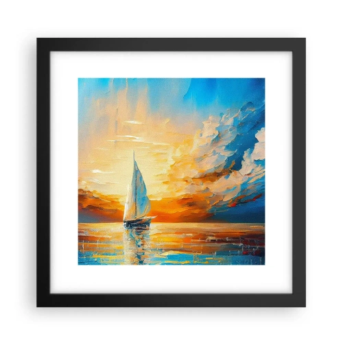Affisch i svart ram - Segla i gult - 30x30 cm