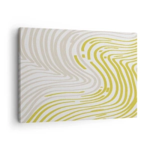 Canvastavla - Bild på duk - Ett abstrakt mönster med vågiga linjer i nyanser av gult och beige. - 70x50cm - Komposition med en mjuk böjning - Modern väggdekoration för vardagsrum och sovrum ARTTOR