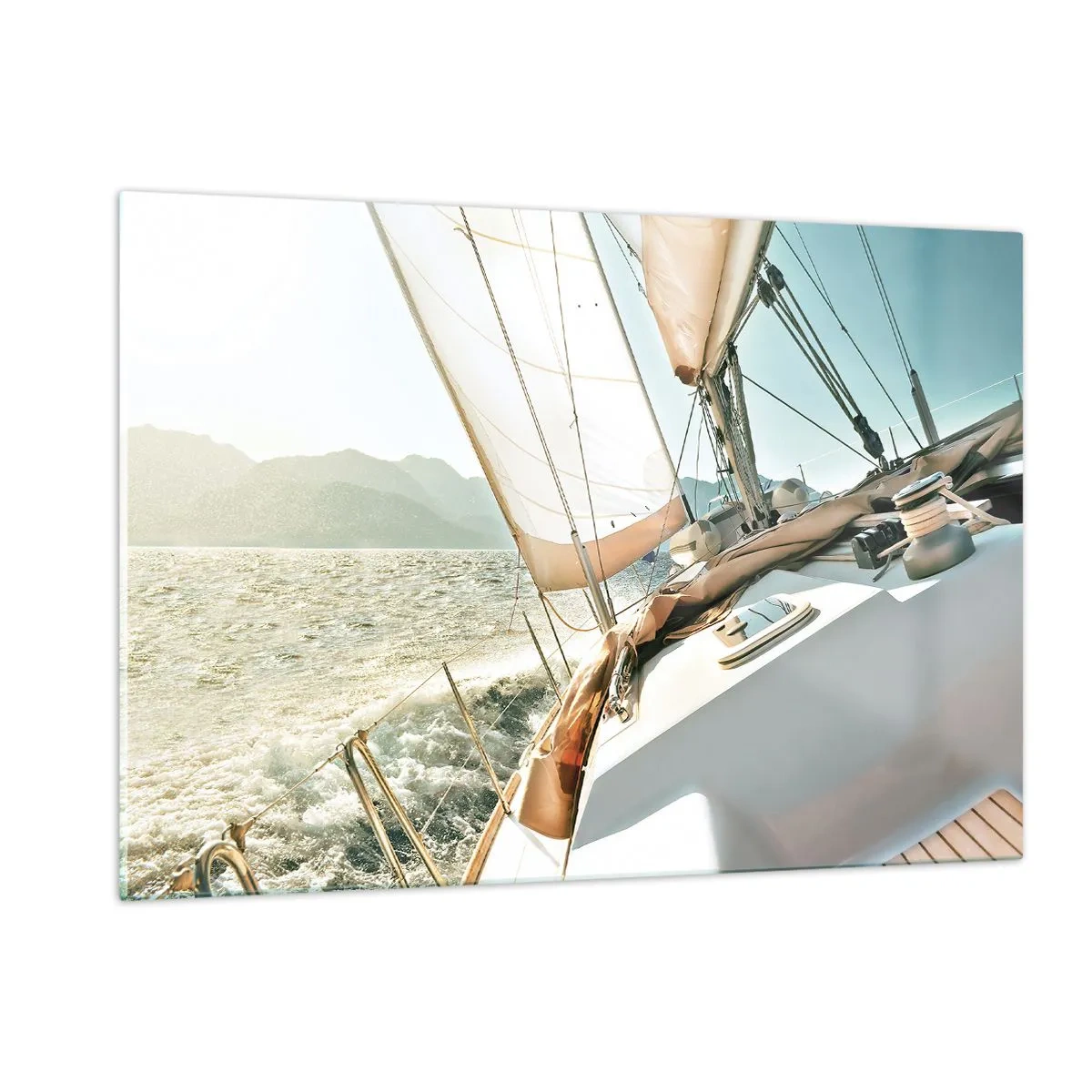 Glastavla - Bild på glas - Under full segel - 120x80 cm