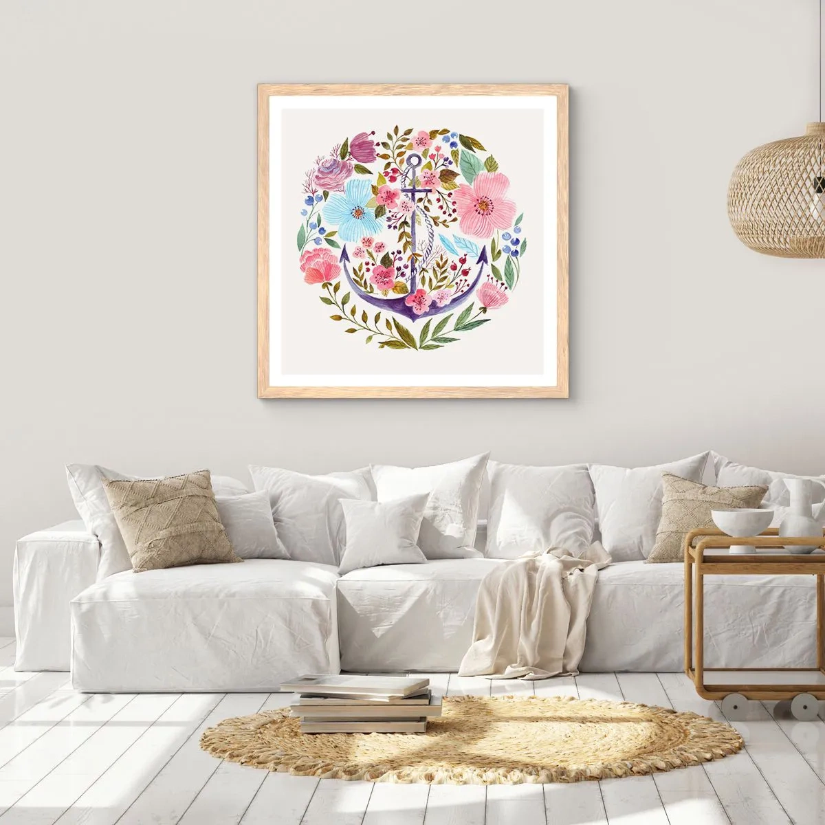 Affisch i ram av ljusek - En seglares goda sömn - 60x60 cm