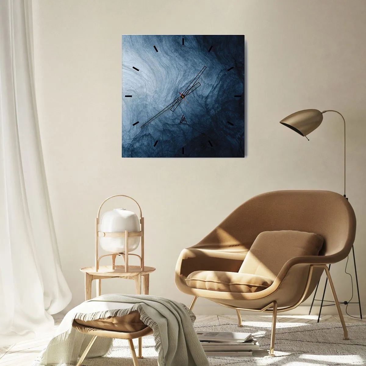 Väggklocka - Klocka på glas - Nå djupt in - 40x40 cm