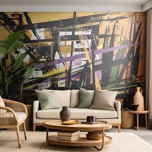 Fototapet Premium Sand - Skarpt snitt - Abstraktion, Bit, Modernt mönster - 350x256 cm