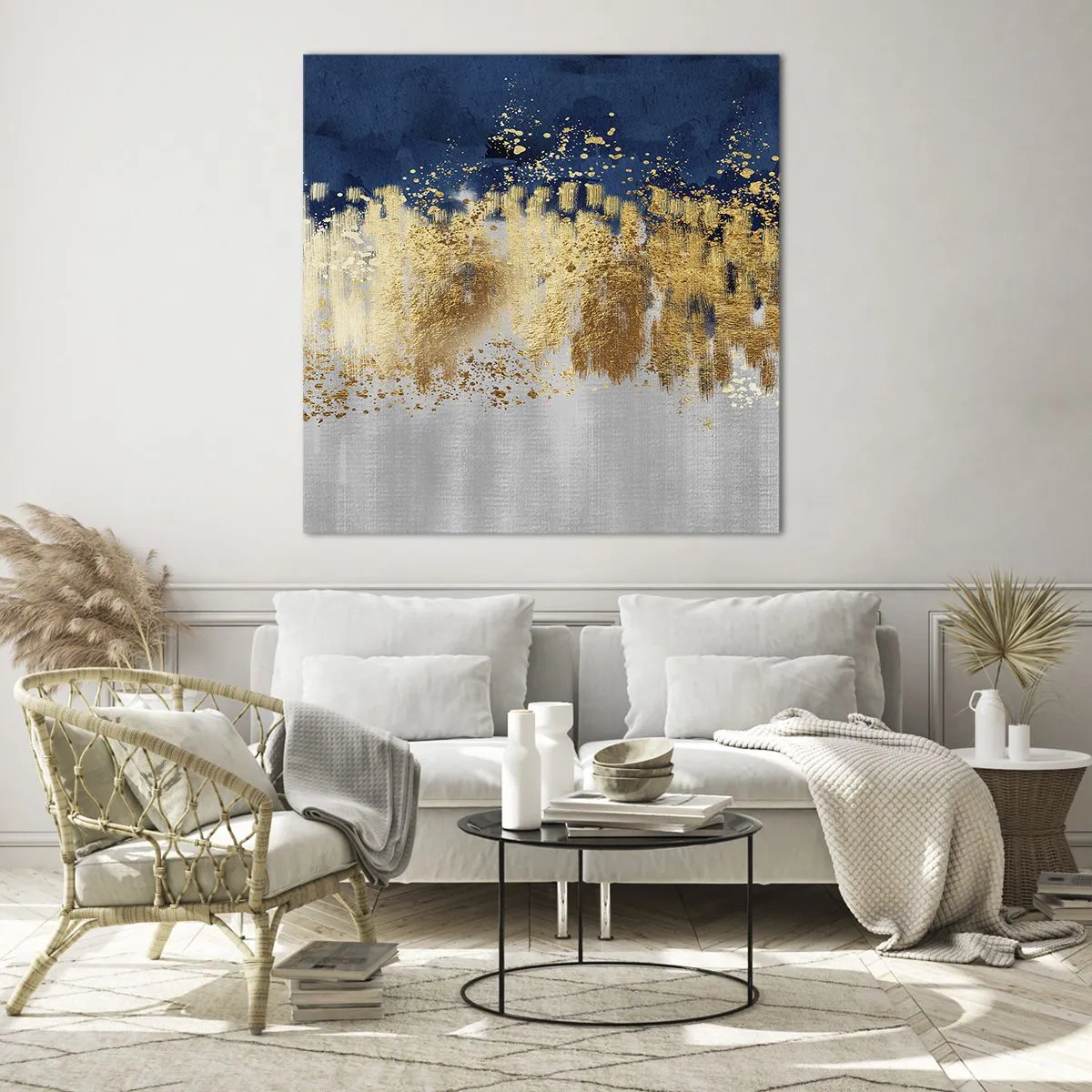 Glastavla - Bild på glas - Modern komposition med blixt - 50x50 cm