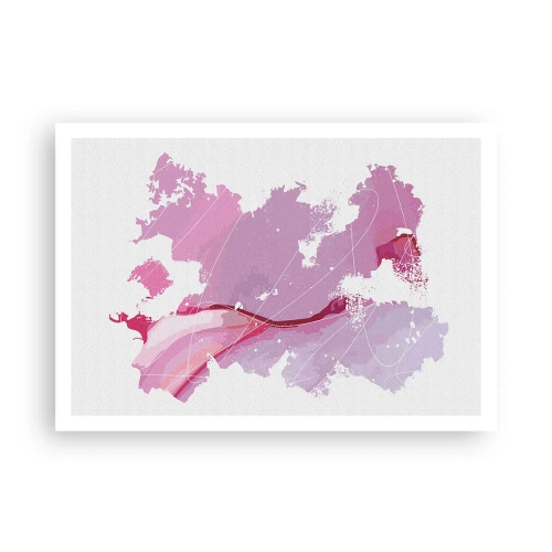 Affisch - Karta över en rosa värld - 100x70 cm