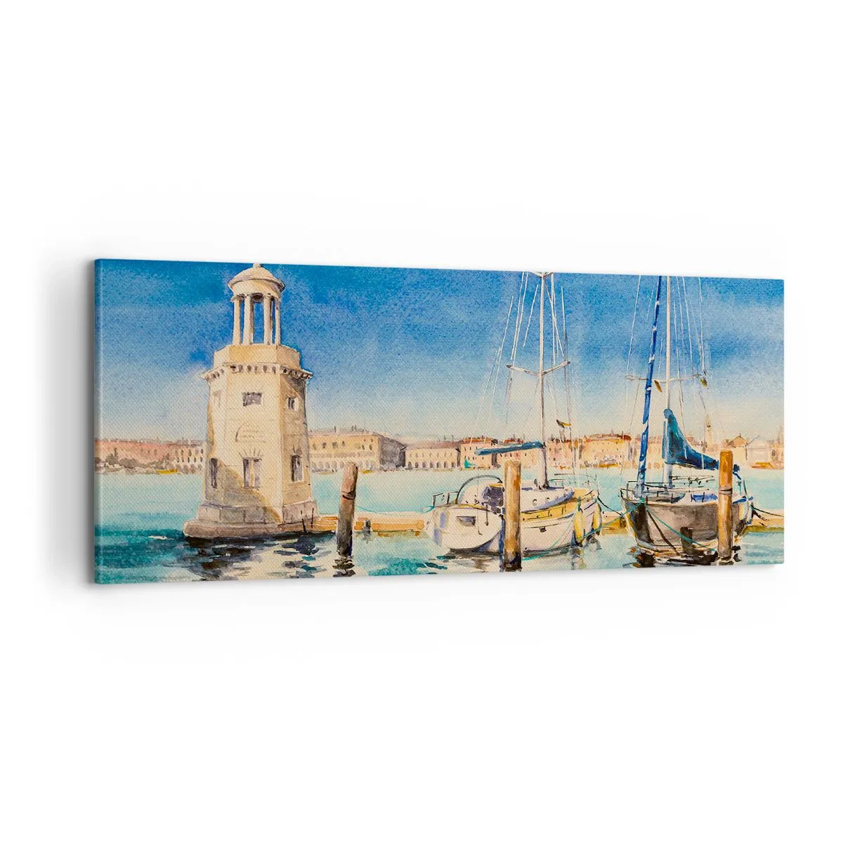 Canvastavla - Bild på duk - Solig lagun - 100x40 cm