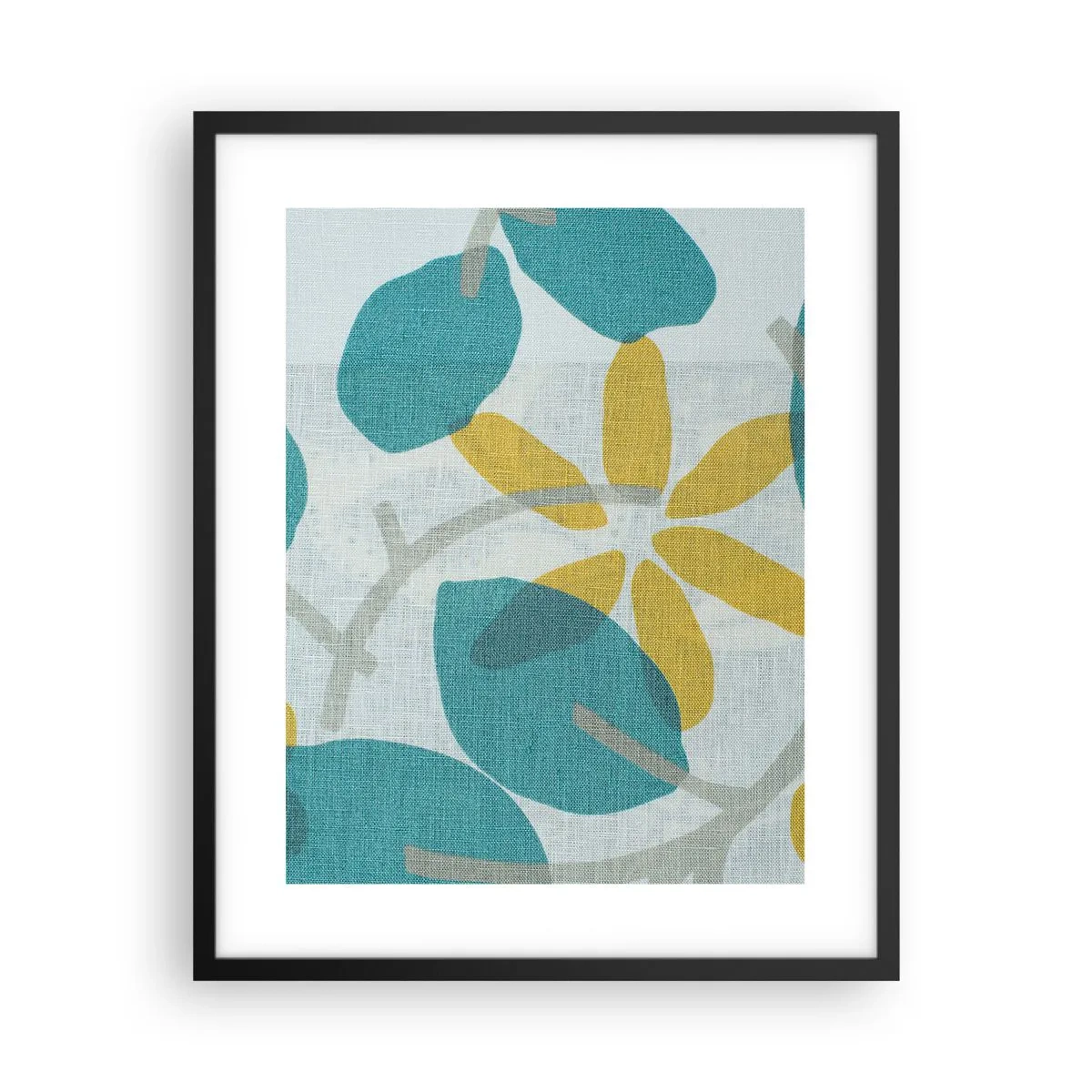Affisch i svart ram - Bland azurblå blad - 40x50 cm