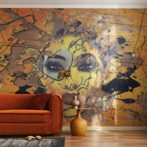 Självhäftande Fototapet Deluxe Sticker - Solig skönhet - Abstraktion, Kvinnans ansikte, Ögon - 300x210 cm