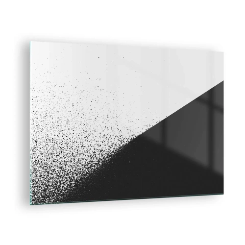Glastavla - Bild på glas - En minimalistisk komposition i svartvitt med en sönderfallseffekt - 70x50cm - Snabbare, mer - Modern väggdekoration för vardagsrum och sovrum ARTTOR