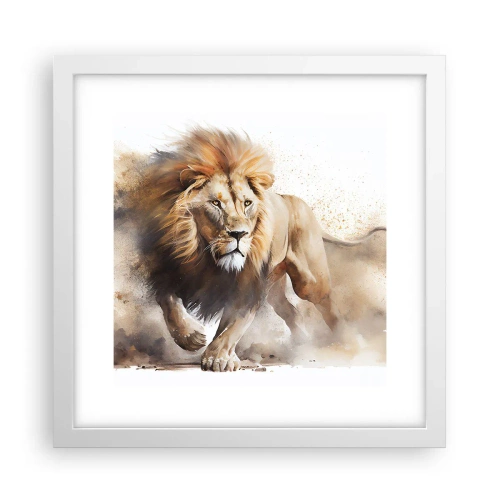 Affisch i vit ram - Kungen har gett sig av - 30x30 cm