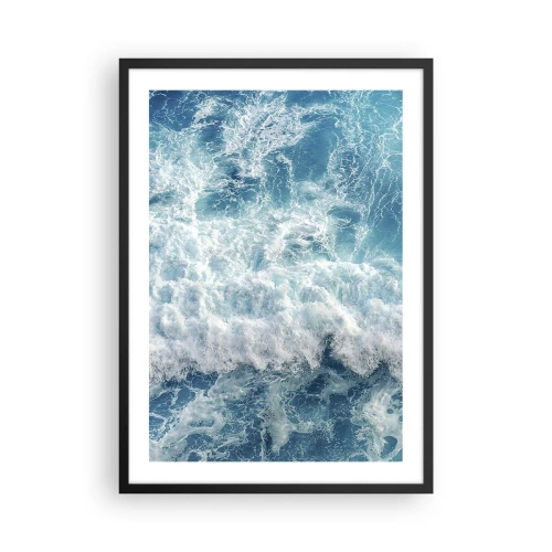 Affisch i svart ram - Dynamiska havsvågor i nyanser av blått - 50x70cm - Glatt och hoppande - Modern väggdekoration för vardagsrum och sovrum ARTTOR