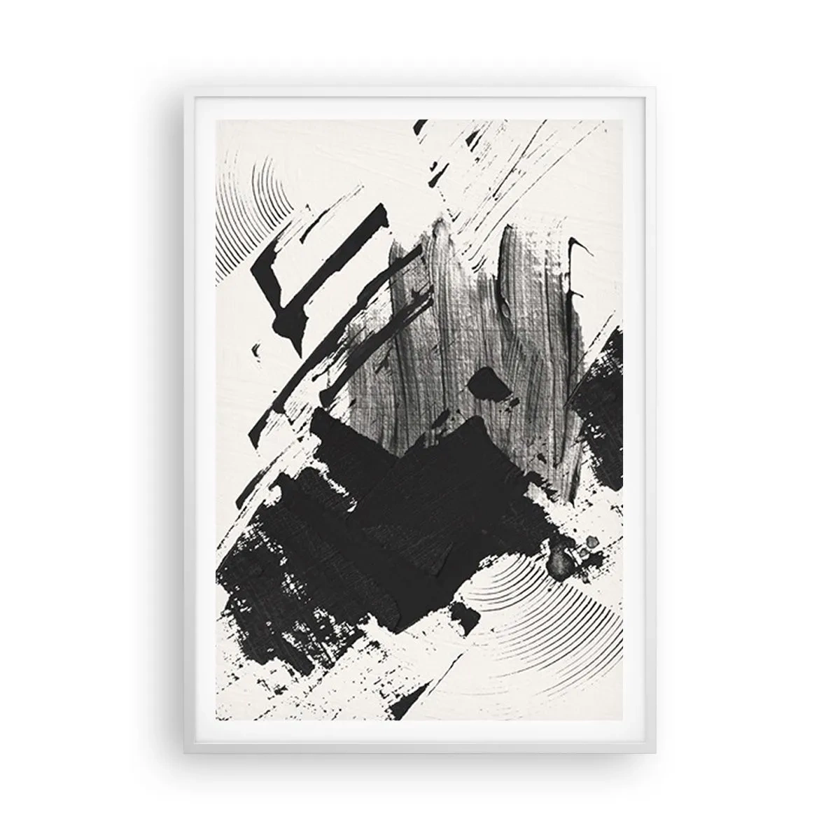 Affisch i vit ram - Abstraktion - uttrycket av svart - 70x100 cm
