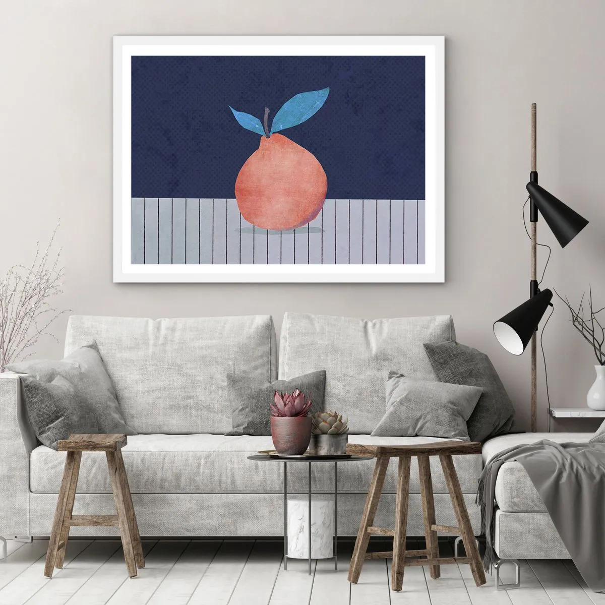 Affisch i vit ram - Konvexitet och planhet - 100x70 cm