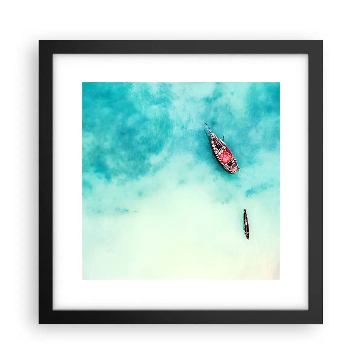 Affisch i svart ram - Högvatten på stranden i Zanzibar… - 30x30 cm