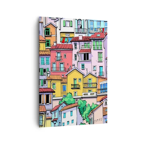 Canvastavla - Bild på duk - Gladlynt stad - 70x100 cm