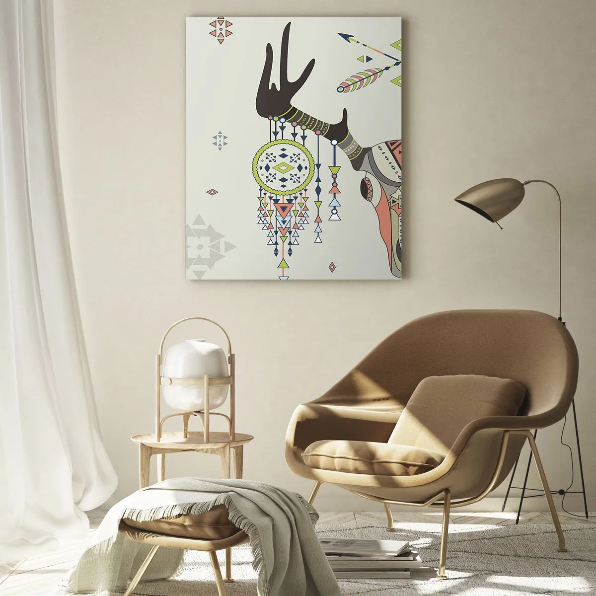 Glastavla - Bild på glas - Indianjägares trofé - 50x70 cm