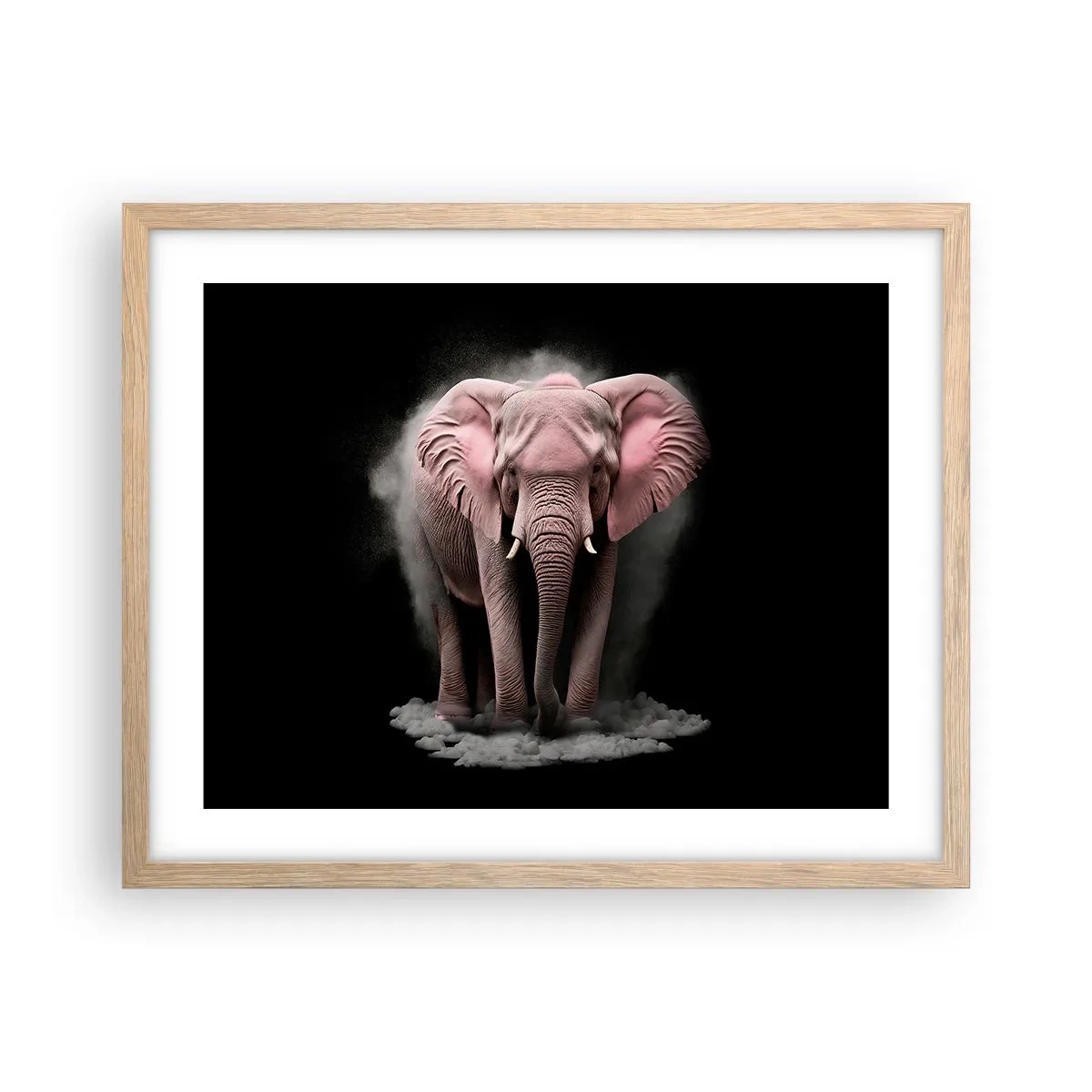 Affisch i ram av ljusek - Tänk inte på en rosa elefant! - 50x40 cm