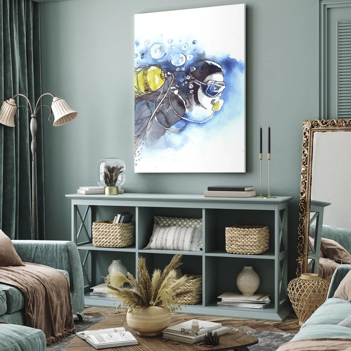 Canvastavla - Bild på duk - Det stora blåa - 70x100 cm