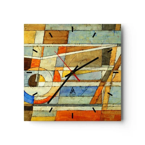 Väggklocka - Klocka på glas - Kubismen på bygget - 30x30 cm