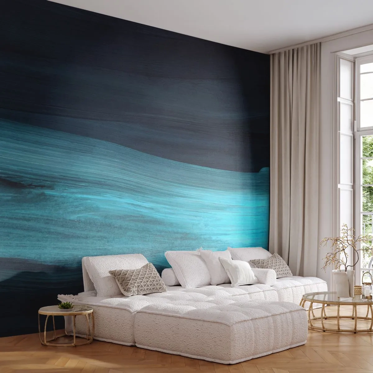 Fototapet Premium Canvas - Flyt med strömmen - Mörk, Bit, Abstraktion - 250x175 cm