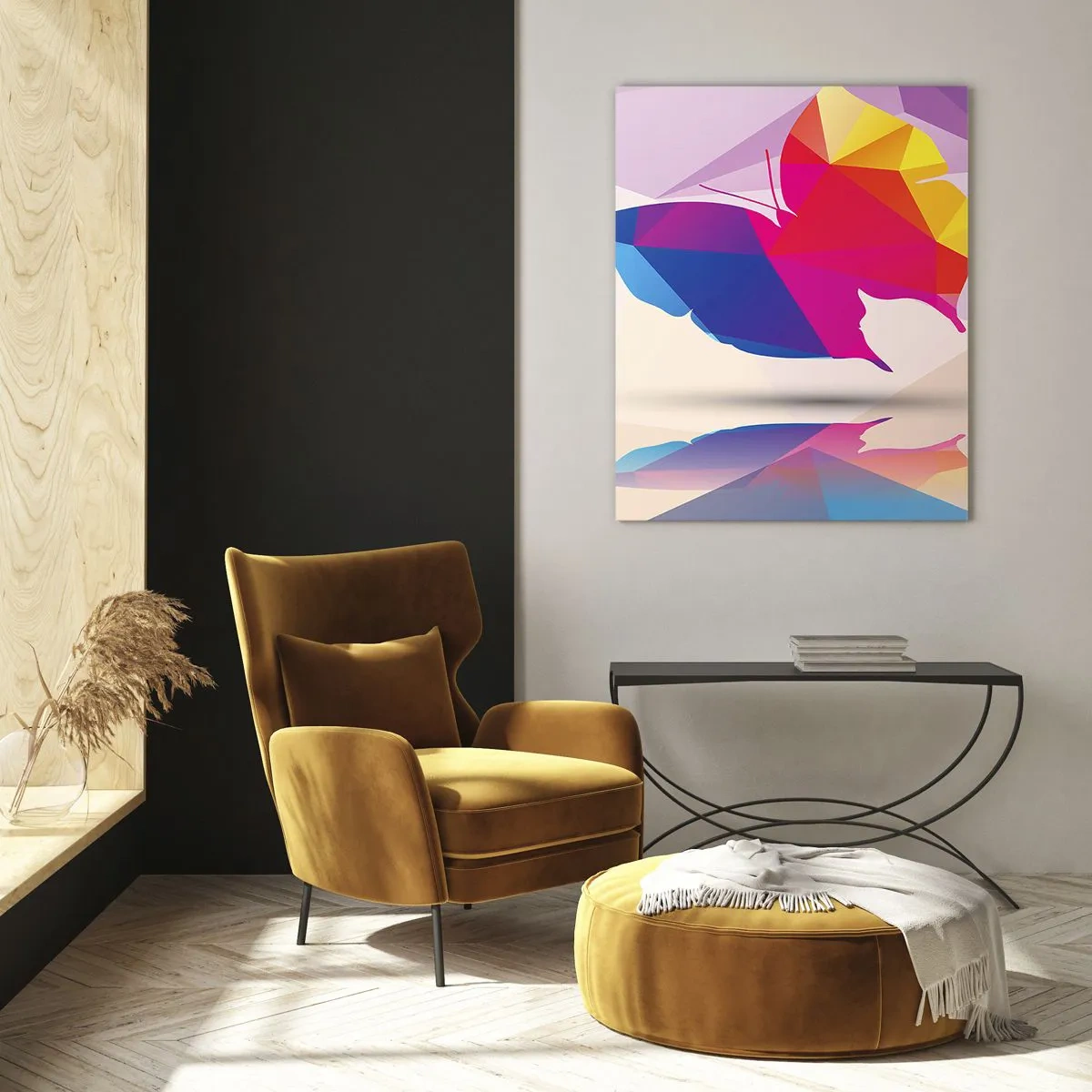 Glastavla - Bild på glas - Fjärilregnbåge - 50x70 cm
