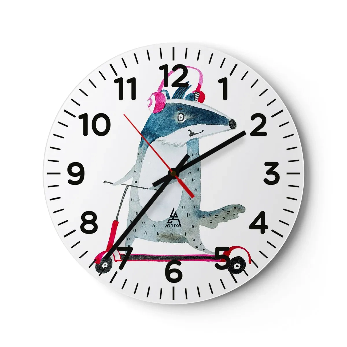 Väggklocka - Klocka på glas - Grävlingens glädje - 40x40 cm