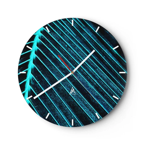 Väggklocka - Klocka på glas - Grön textur - 40x40 cm