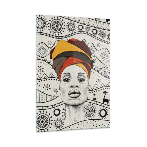 Glastavla - Bild på glas - Afrikanskt porträtt - 50x70 cm