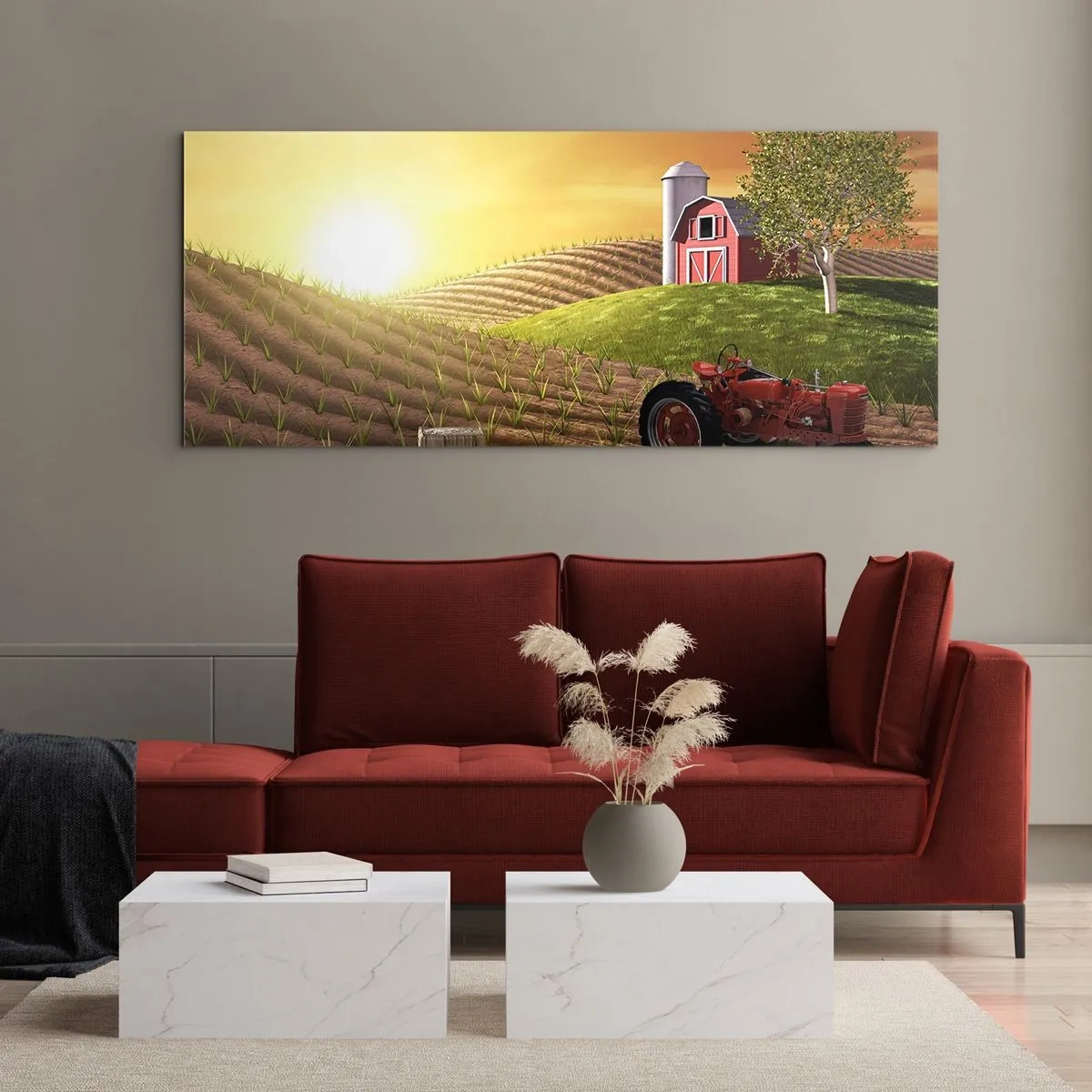 Glastavla - Bild på glas - Sagolik farm - 90x30 cm
