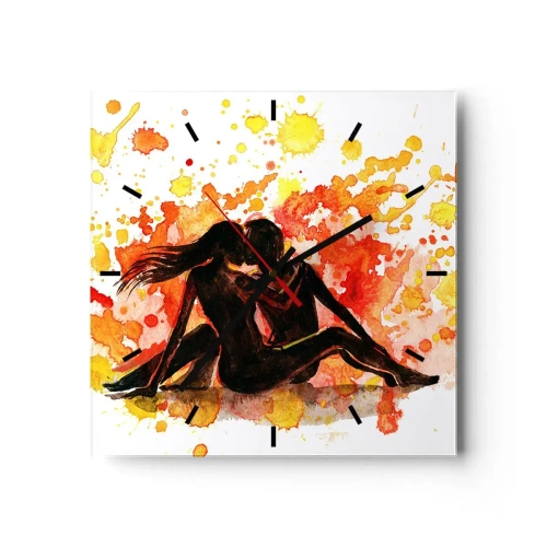 Väggklocka - Klocka på glas - Och så blev det ljus - 40x40 cm