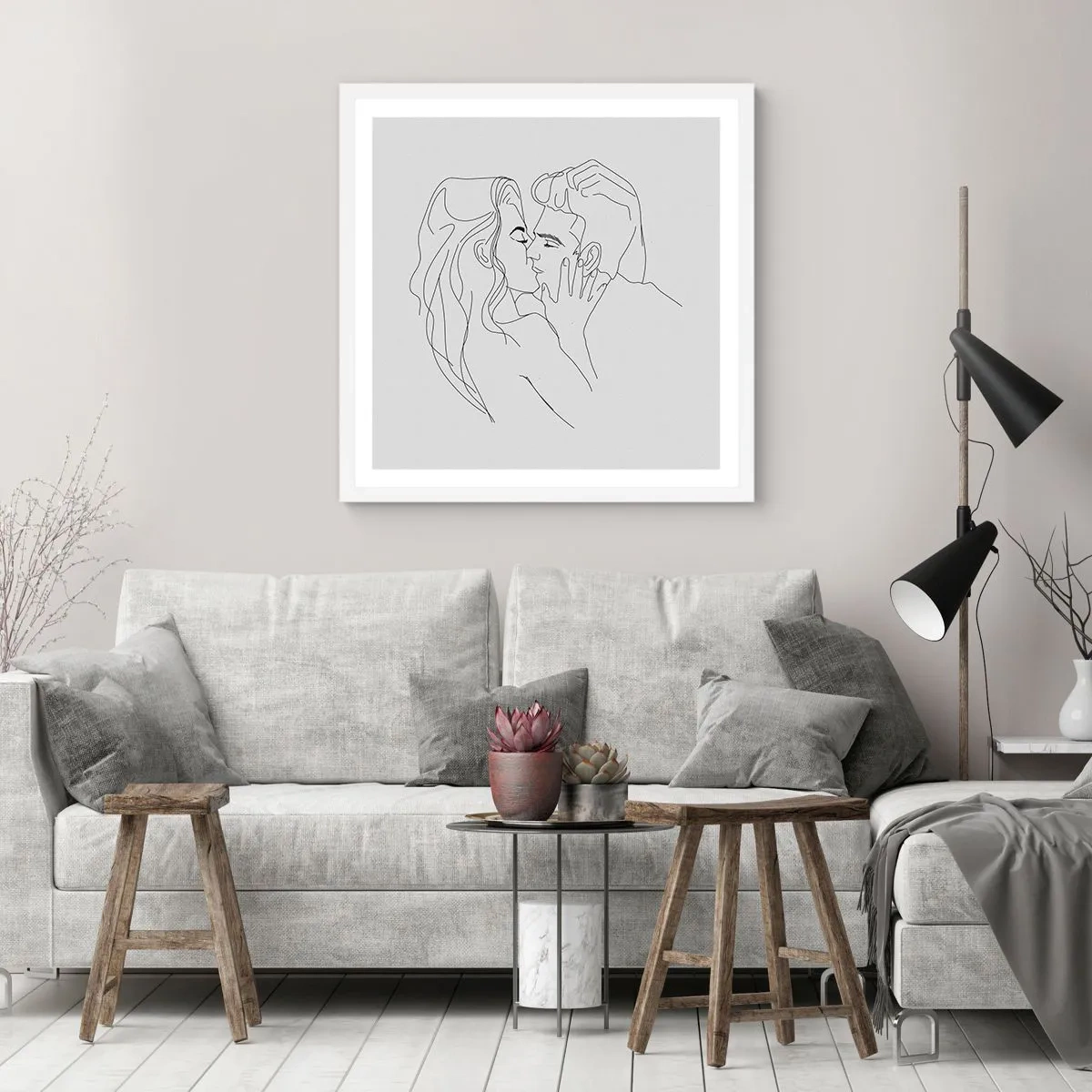 Affisch i vit ram - Med samma streck - 60x60 cm