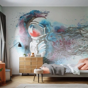 Fototapet Standard Eco - Ensam med rymden - Astronaut, Kosmonaut, Abstraktion - 450x315 cm