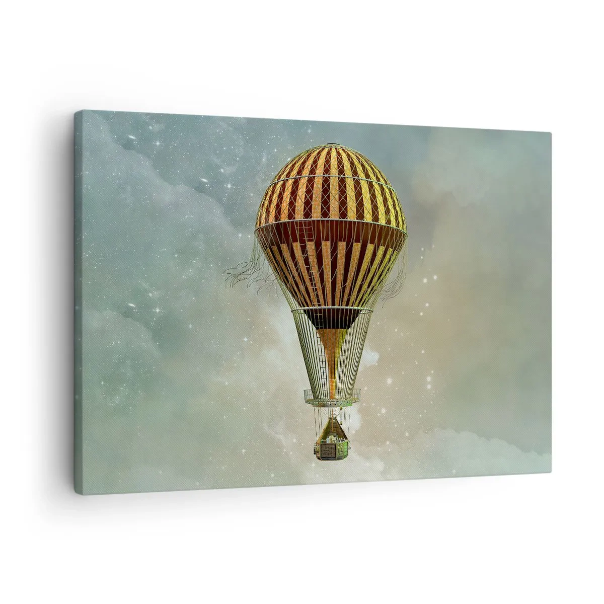 Canvastavla - Bild på duk - En varmluftsballong som svävar bland molnen - 70x50cm - Banbrytande flygningar - Modern väggdekoration för vardagsrum och sovrum ARTTOR
