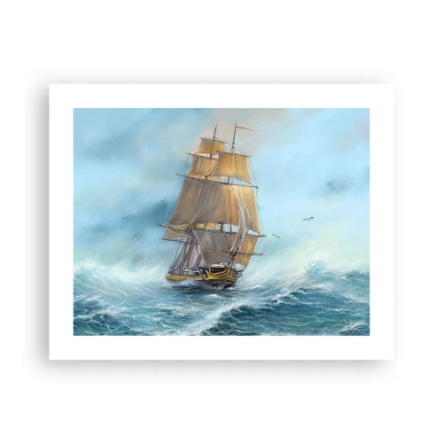 Affisch - Vinkande genom vågorna - 50x40 cm