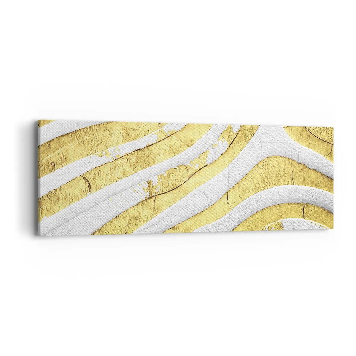 Canvastavla - Bild på duk - Komposition i vitt och guld - 90x30 cm