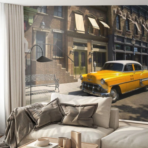 Fototapet Standard Eco - Once Upon a Time in America - Stad, Taxi, New York - 200x140 cm