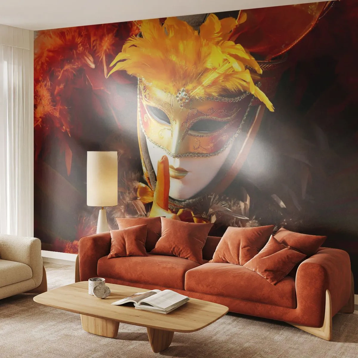 Fototapet Premium Canvas - Hemligheten är en del av spelet - Venetiansk mask, Bit, Venedig - 350x256 cm